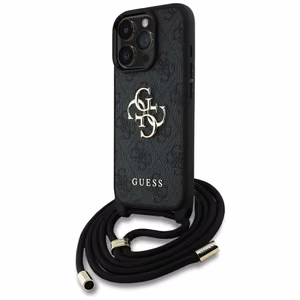 Guess suojakuori iPhone 16 Pro Max:lle GUHCP16XP4GMGCRK (CBDY PU 4G Big Logo W/Cord Strap) - musta