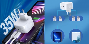 Charger CHOETECH 2x USB Type-C, 35W, PD3.0, Qc3.0
