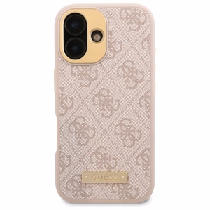 Guess 4G Logo Plate MagSafe iPhone 16 Suojakuori - Vaaleanpunainen