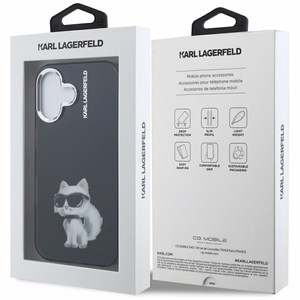 Karl Lagerfeld IML Aquarelle Choupette & Logo iPhone 16 Case - Black