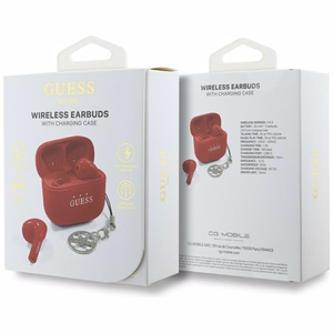 Guess Glossy Effect Printed Classic Logo & Charm TWS Kuulokkeet - punainen