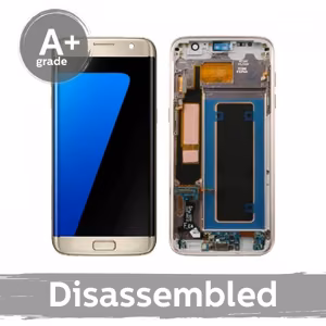 LCD-näyttö yhteensopiva Samsung G935 S7 Edge kehyksellä / Vaaleanpunainen kulta / (10/10 Käytetty)