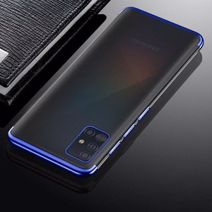 Kirkas väri Asia Gel TPU Galvanointi kehys Cover Samsung Galaxy A72 4G sininen sininen