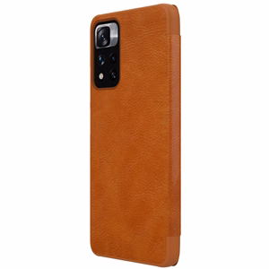 Nillkin Qin Kotelo Asia Asia Xiaomi Redmi Note 11 Pro + (Kiina) / Redmi Note 11 Pro (Kiina) / Mi11i HyperCharge Camera Protector Holster Cover Flip Case Brown