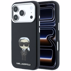 KARL LAGERFELD -kotelo mallille IPHONE 18 Pro/ 17 Pro MagSafe-yhteensopiva (Smooth Ikonik Sketch) (väri: musta)