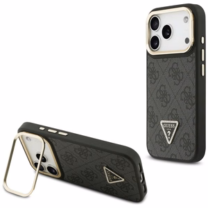 Guess 4G PU Triangle Logo & Stand Camera MagSafe suojakuori iPhone 17 Pro - musta