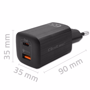 Qoltec 50766 Universaali kannettavan tietokoneen ja älypuhelimen pikavirtalähde musta