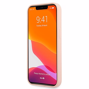 Guess GUHCP13SLS4GWPI iPhone 13 mini 5.4" vaaleanpunainen/vaaleanpunainen kova kotelo Silikoni 4G Logo