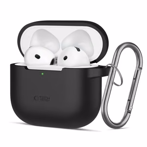 Tech-Protect Silicone Hook Suojakuori AirPods 4 -kuulokkeille - musta