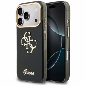 Guess IML 4G Script Metal suojakuori mallille iPhone 17 Pro Max / 18 Pro Max – väri: musta