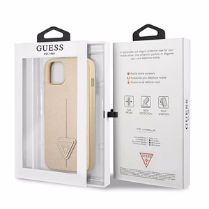Guess GUHCP13SPSATLE iPhone 13 mini 5,4 "beige / beige kovakotelo SaffianoTriangle Logo