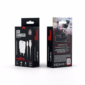 Maxlife MXTC-01 charger 1x USB 1A whIte + USB-C cable