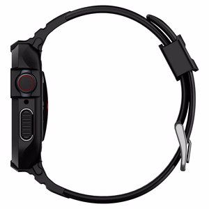 Spigen Rugged Armor Pro -kotelo hihnalla Apple Watch 4 / 5 / 6 / 7 / 8 / SE (44/45 mm) - musta