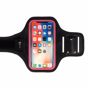 Armband Slim Type 2 Suojakuori iPhone 13/13 Pro/14/14 Pro/15/15 Pro/16/16 Pro/Samsung S21/S22/S23/S24:lle 5,5 tuumaa - musta-vaaleanpunainen