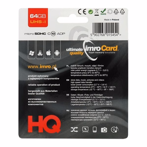 Imro muistikortti 64GB microSDXC cl. 10 UHS-I + sovitin