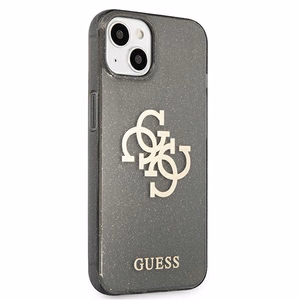Guess GUHCP13SPCUGL4GBK iPhone 13 mini 5.4" musta/musta kova kotelo Glitter 4G iso logo