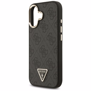 Guess MagSafe 4G PU Nahkainen Suojakuori Triangle Logo ja kultainen metallikamerakehys iPhone 17:lle - ruskea