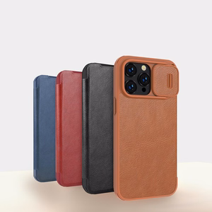 Kotelo Nillkin Qin Pro Nahka Apple iPhone 14 Pro Max ruskea