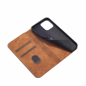 Magneetti Fancy Case Kotelo iPhone 13 Pro Max pussi kortti lompakko kortin haltija Brown