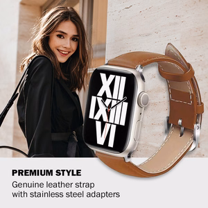 Crong Noble Band genuine-leather strap for Apple Watch 44 / 45 / 46 / 49 mm, mocha