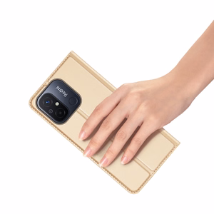 Dux Ducis Skin Pro -suojakuori Xiaomi Redmi 11A / Poco C55 / Redmi 12C:lle läppäkorttijalustalla kultainen