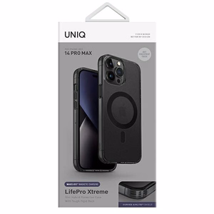 Uniq LifePro Xtreme Magclick Charging Suojakuori iPhone 14 Pro Max:lle - harmaa ja musta