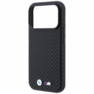 BMW suojakuori laitteelle iPhone 18 Pro Max / 17 Pro Max: (Carbon Metal Logo), MagSafe-yhteensopiva, väri: musta