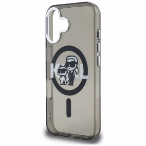 Karl Lagerfeld IML Glitter Karl & Choupette Sketch Logo MagSafe Case for iPhone 16 - Black