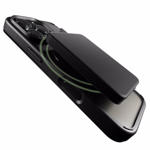 Puro Book Mag MagSafe Nahkainen Suojakuori läpällä ja korttilokerolla iPhone 16 Prolle - musta