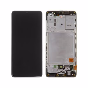 LCD-näyttö Samsung A415 A41:lle musta kehyksellä HQ