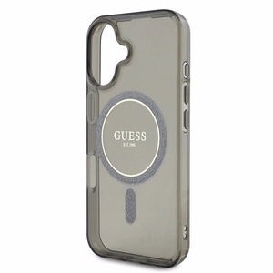 Guess IML Glitter Circle MagSafe suojakuori iPhone 16:lle - musta