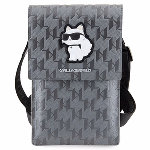 KARL LAGERFELD yleislaukku puhelimelle KLWBSAKHPCG (Saffiano Mono Choupette) hopeinen