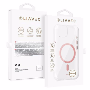 Liavec Glossy Magsafe läpinäkyvä suojakuori iPhone 13/14:lle vaaleanpunainen