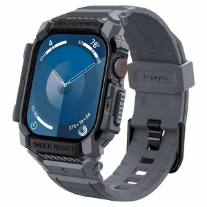 Spigen Rugged Armor Suojakuori Apple Watch 10 46mm -kellolle - harmaa