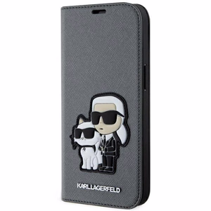 Karl Lagerfeld KLBKP14SSANKCPG iPhone 14 6.1 kirjakuori hopeinen/hopeinen Saffiano Karl & Choupette