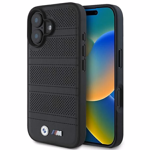 BMW M Perforated And Stitched Line MagSafe Suojakuori iPhone 16:lle - musta