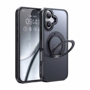 McDodo PC-4930 MagSafe kotelo iPhone 16:lle jalustalla (musta)