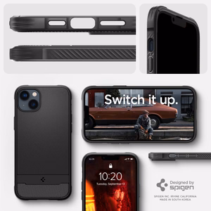 Spigen Rugged Armor Mag Case MagSafe -kotelo iPhone 14:lle - Matta musta
