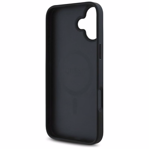 Guess Grained Hot Stamp Peony Triangle Logo MagSafe Suojakuori iPhone 16:lle - musta