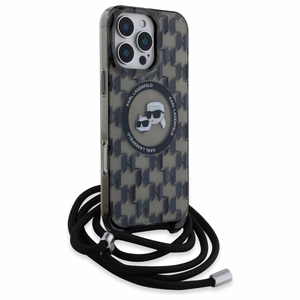 Karl Lagerfeld IML Crossbody Monogram Karl & Choupette Head MagSafe Suojakuori iPhone 16 Pro Max:lle - musta