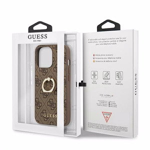 Guess GUHCP13L4GMRBR iPhone 13 Pro / 13 6.1" ruskea/ruskea kovakotelo 4G rengastelineellä varustettuna