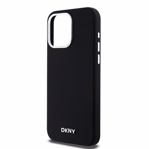 DKNY iPhone 15 Pro Max 6.7" Musta Suojakuori Liquid Silicone Metal Logo MagSafe