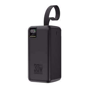 Wozinsky W8-B 50000mAh 30W varavirtalähde, 2xUSB-A, 2xUSB-C, USB micro, taskulampulla, musta