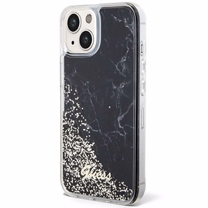 GUESS Suojakuori iPhone 13 / 14 / 15:lle GUHCP14SLCSGSGK (Liquid Glitter Marble) musta