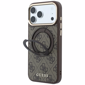 Guess Ring Stand 360 4G Classic Logo MagSafe -suojakuori iPhone 18 Pro / 17 Pro – ruskea