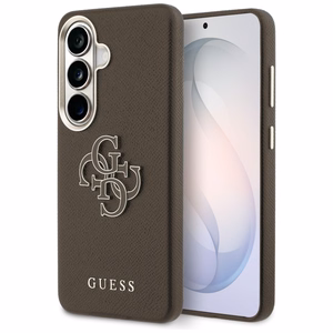 Guess Grained Big 4G Metal Logo Case for Samsung Galaxy S26+ - Brown