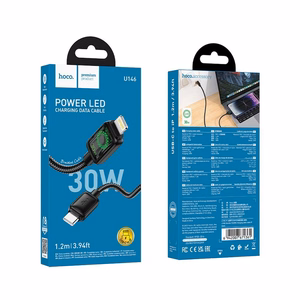 Hoco U146 Kaapeli LCD-näytöllä USB-C – Lightning PD 30W 1.2m musta