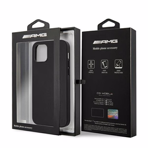AMG Nahka Hot Stamped Kotelo iPhone 12 Pro Max - musta