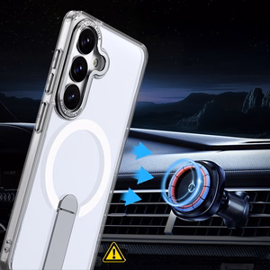 Hybrid Armor X suojakuori Samsung Galaxy A57:lle jalustalla yhteensopiva MagSafe:n kanssa läpinäkyvä