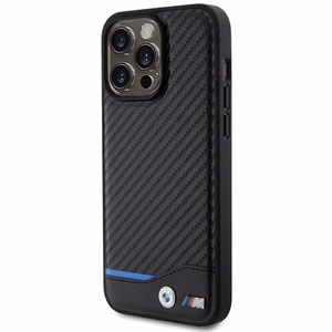 BMW Nahkainen Carbon Suojakuori iPhone 15 Pro Max:lle - musta